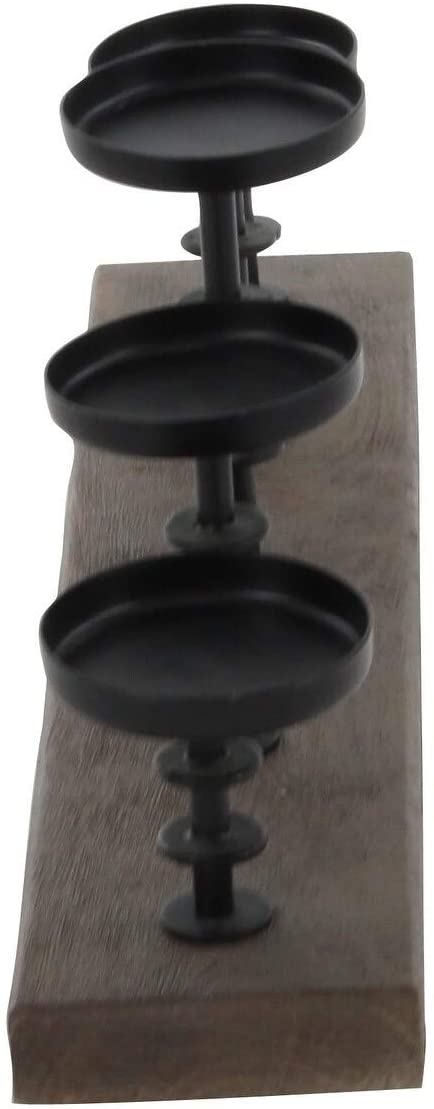 Wood Metal Candelabra Black Brown Vintage Iron