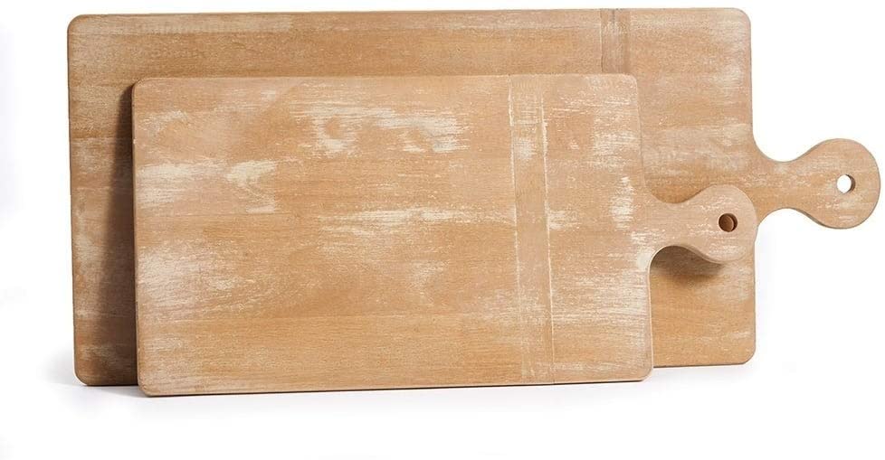 Antique Long Whitewash Cutting Boards Set 2 Brown Wood