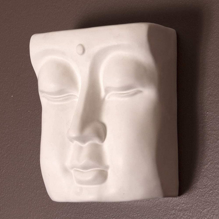 Abstract Face Ceramic Wall Vase White Bohemian