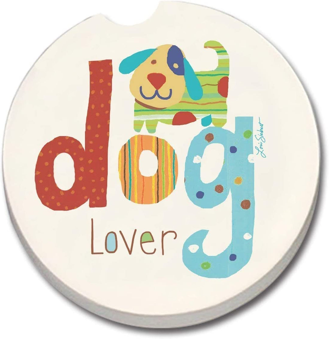 Absorbent Stone Car Coaster Dog Lover (Set 2) Color