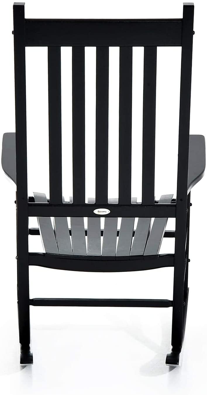 Outdoor Porch Patio Wooden Rocking Chair Black Modern Contemporary Wood Weather Resistant