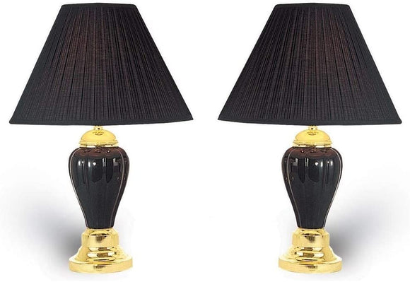 24 inch Ceramic Table Lamp (Set 2) Black Traditional Gold