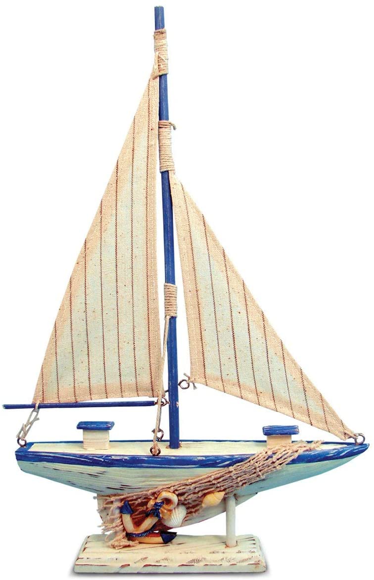 Nautical Decor Collection Cool Blue Plastic Sailboat