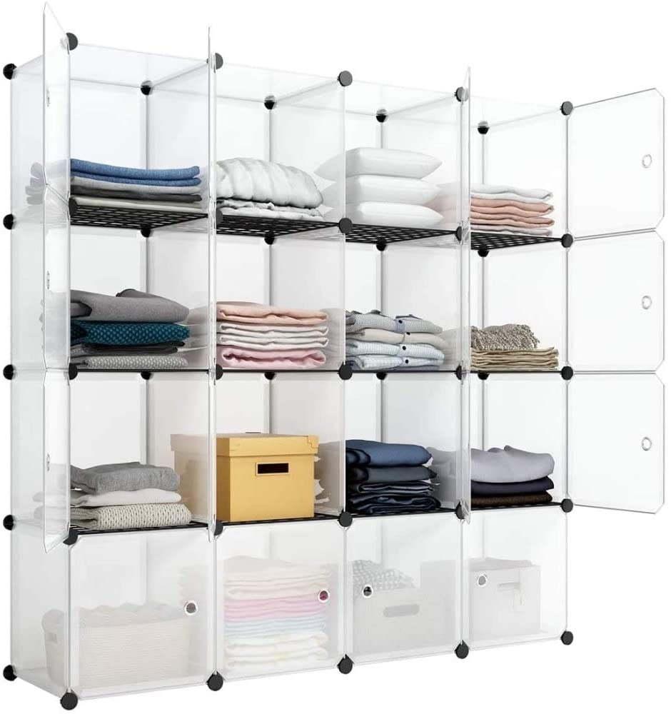 16 Cube Storage Cube Shelving Bookcase Bookshelf Organizing Closet White Modern Contemporary Plastic Includes Hardware - Diamond Home USA