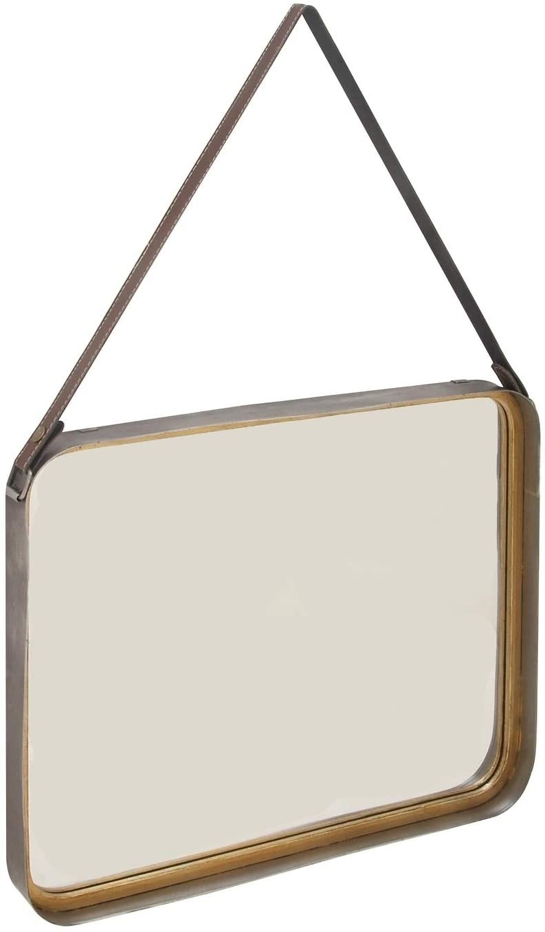 Metal Square Wall Mirror 20 inches Wide 30 inches High Black/Gold Industrial