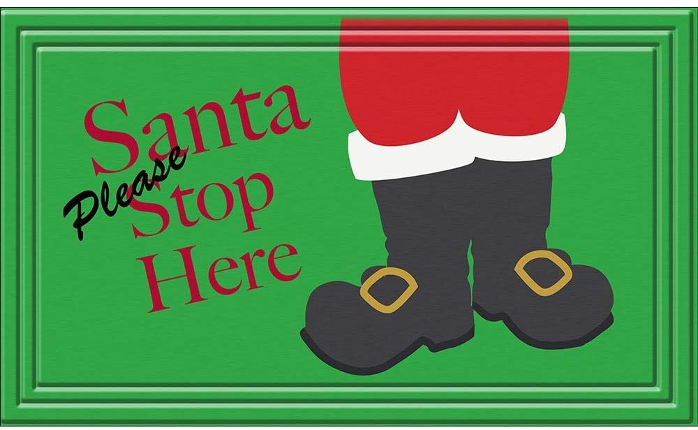 Indoor/Outdoor Santa Stops Here Doormat (18 X 30) Color