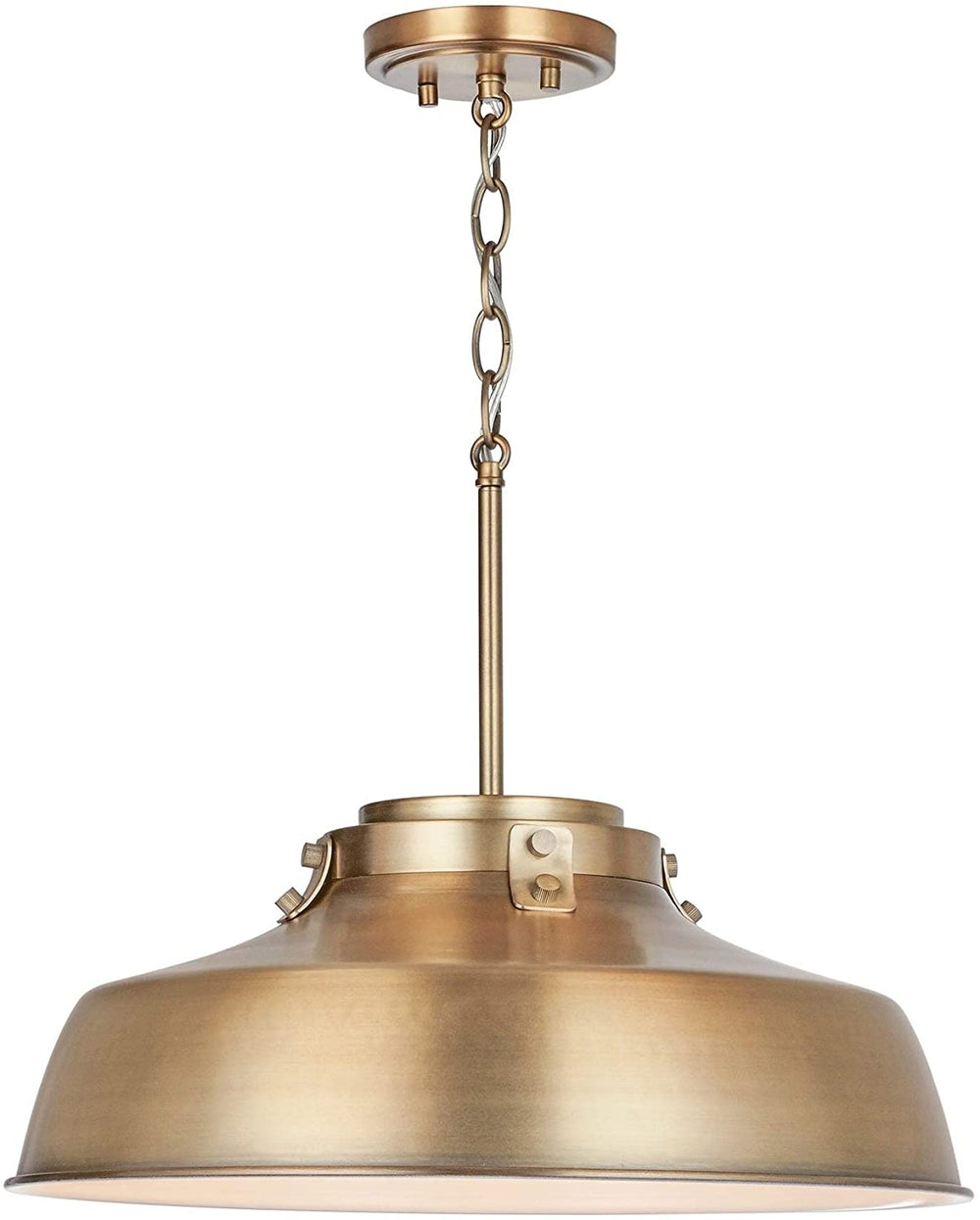 1 Light Aged Brass Pendant Fixture Farmhouse Rustic Metal Dimmable