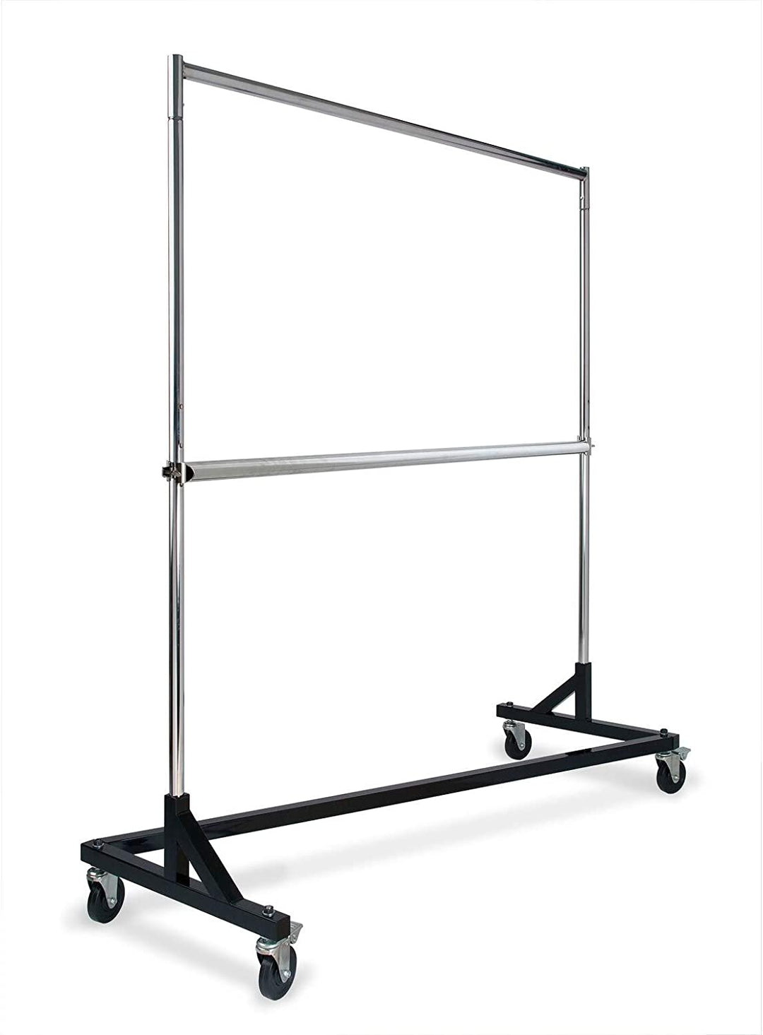 Rolling Garment Rack Black Chrome Uprights Add