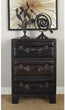 MISC Wood Faux Leather Side Cabinet (19 Inches Wide X 28 High) Brown Traditional Square Rubbed