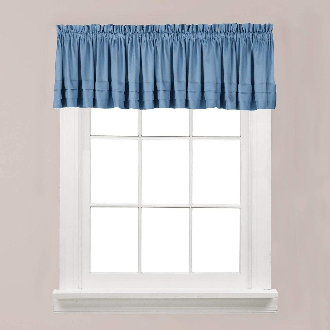 Forge Valance Smoke Blue Solid Farmhouse 100%