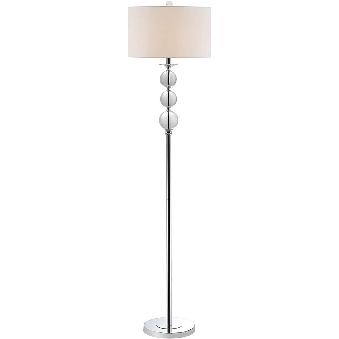 Modern Globe Floor Lamp 62" Crystal Glass Reading Light White Shade Contemporary Standing Lamp Silver Living Room Bedroom