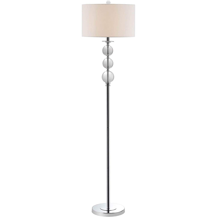 Modern Globe Floor Lamp 62" Crystal Glass Reading Light White Shade Contemporary Standing Lamp Silver Living Room Bedroom