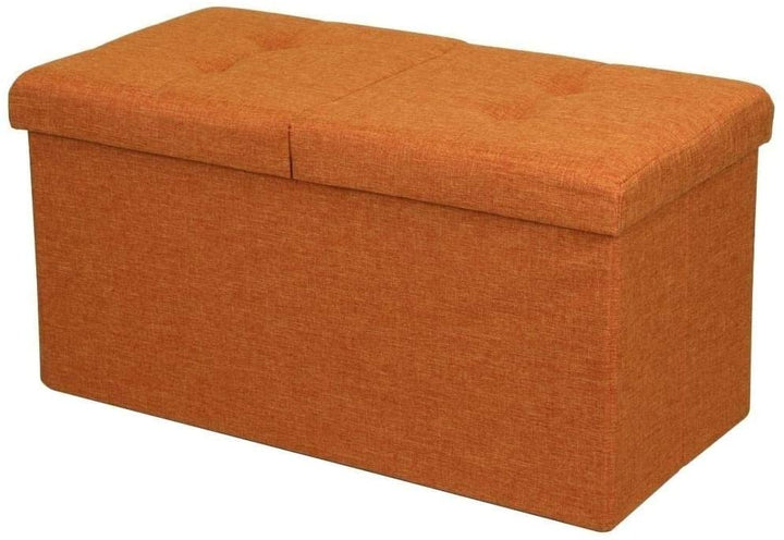 Storage Ottoman Bench 30 Inch Smart Lift Top Amber Orange Solid Casual Modern Contemporary Rectangle Linen MDF Memory Foam Included - Diamond Home USA