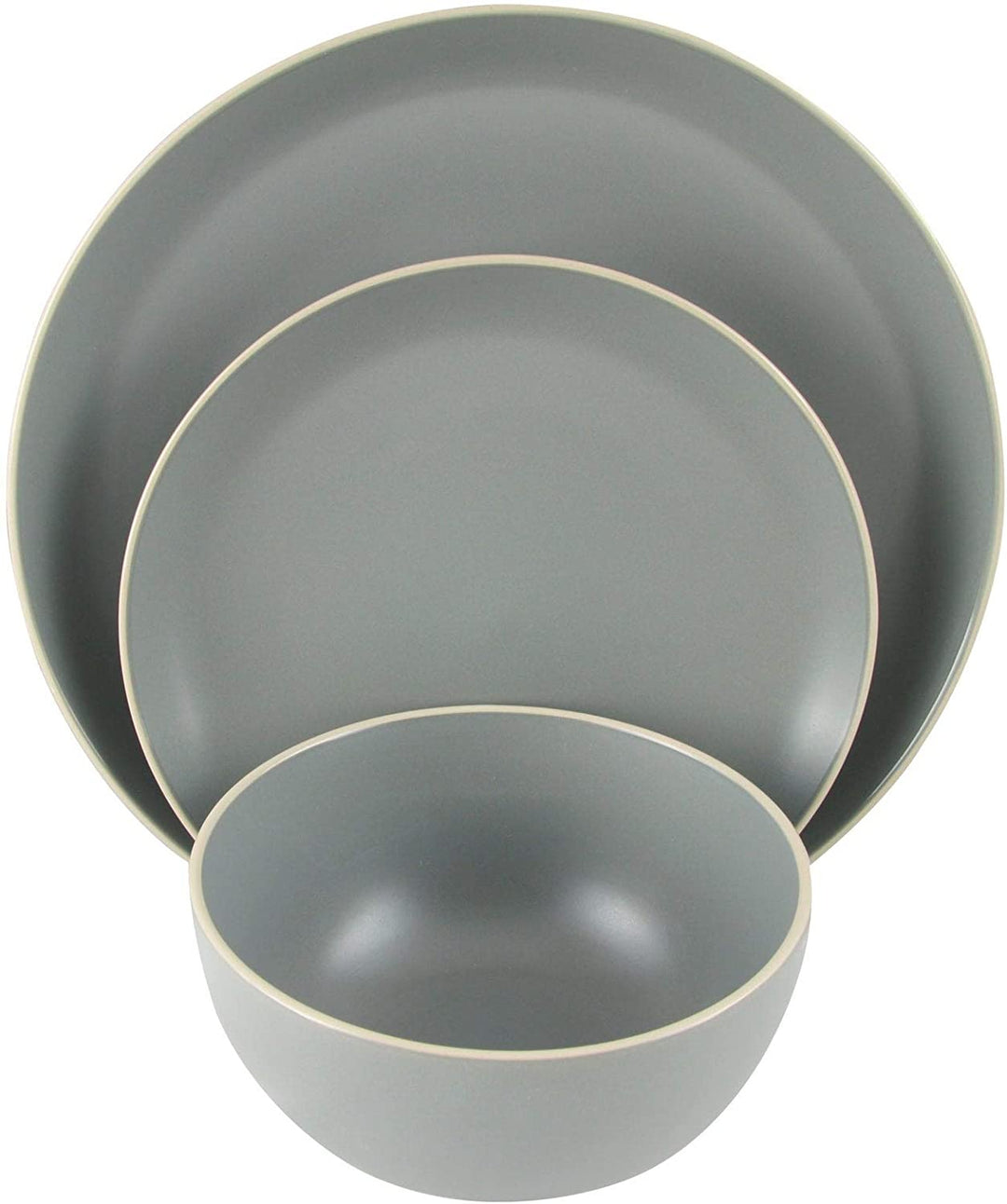 Stone 12 Piece Dinnerware Set Grey Solid Casual Round