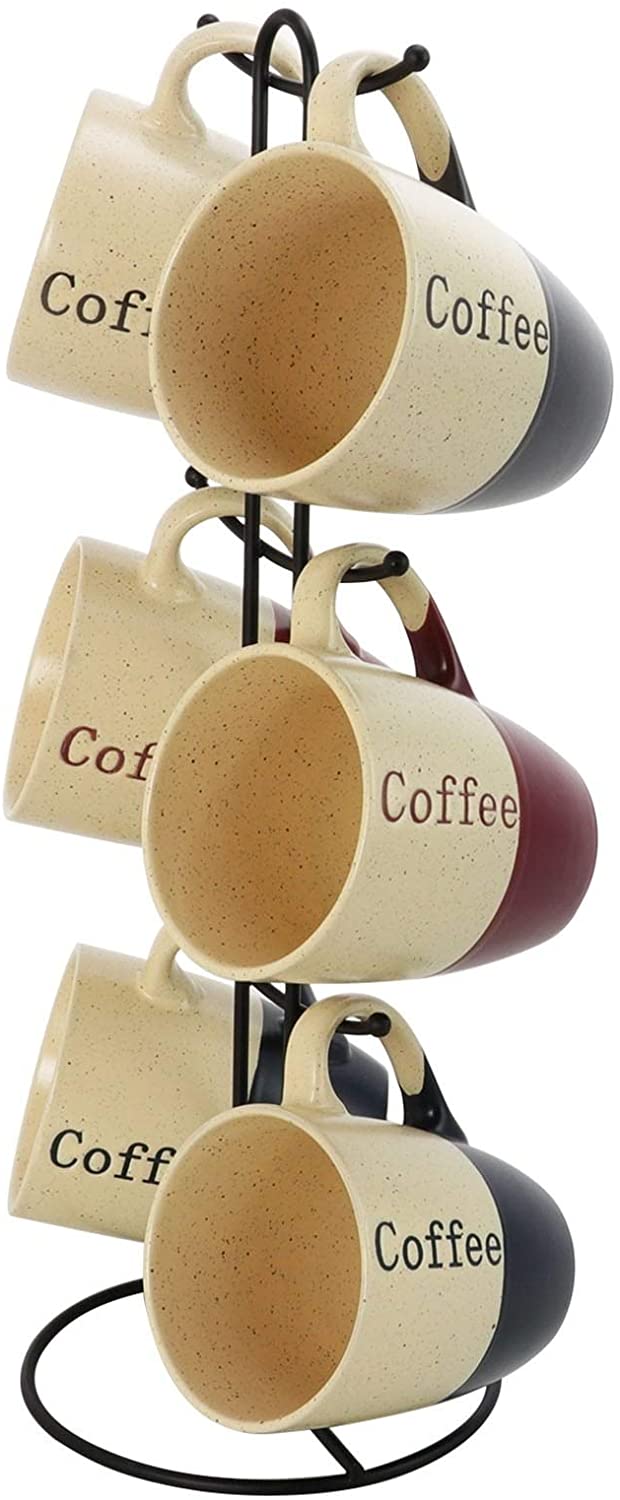 Two Tone Speckled 6 Piece 12oz Mug Set Stand Colors Color