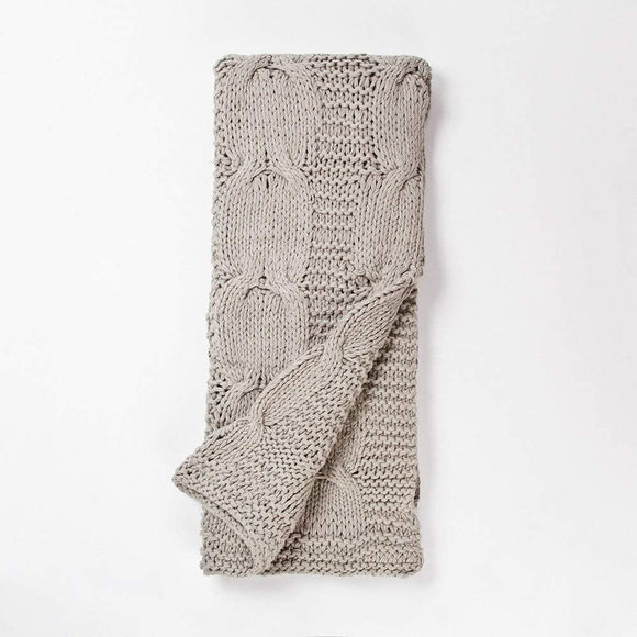 Gray Knitted Throw Blanket Grey Solid Color Modern Contemporary Victorian Cotton