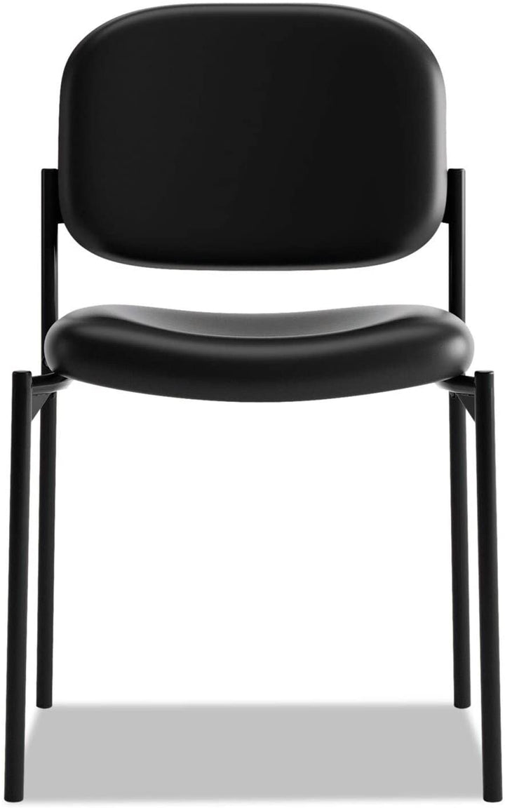 Black Leather Stacking Armless Guest Chair Modern Contemporary Steel - Diamond Home USA