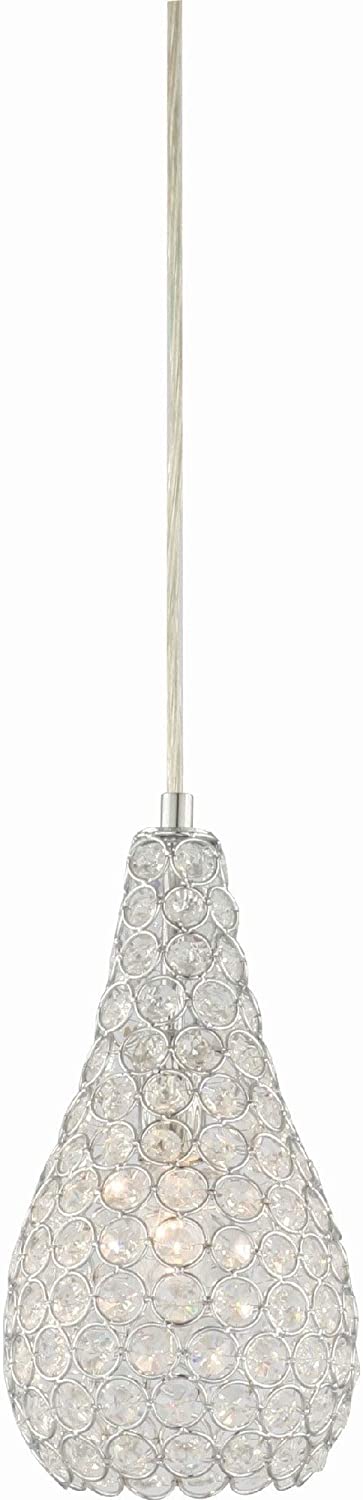 1 Light Chrome Pear/Teardrop Hanging Mini Pendant Modern