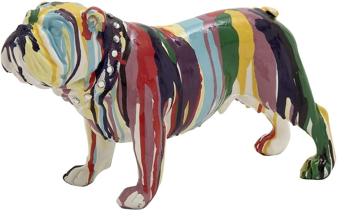 MISC Rainbow Bulldog Figure Brown Green Purple Resin