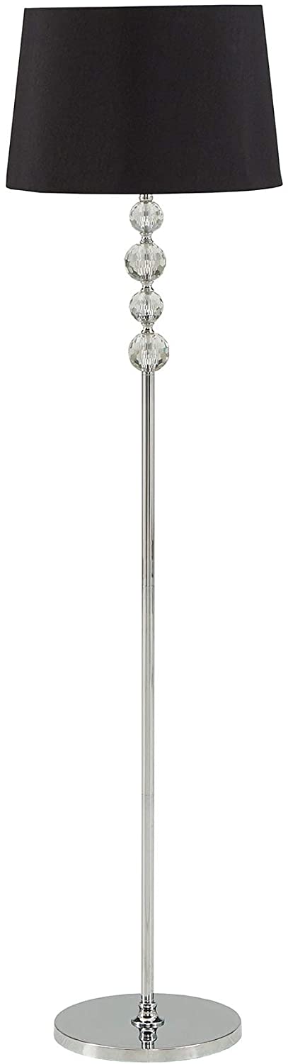 Black Shade 1 Light Chrome Floor Lamp Modern Silver Contemporary