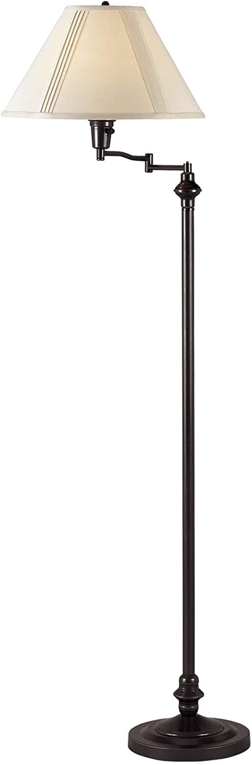 Bronze Metal 3 Way Swing Arm Floor Lamp Brown Off/White