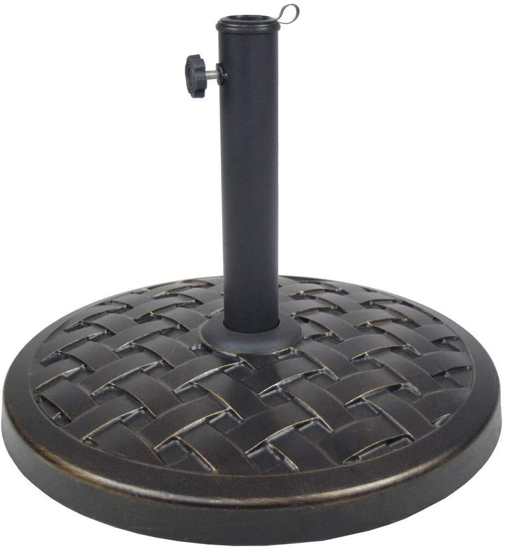 Cast Concrete 40 Lb Umbrella Base Black Brown Metal - Diamond Home USA