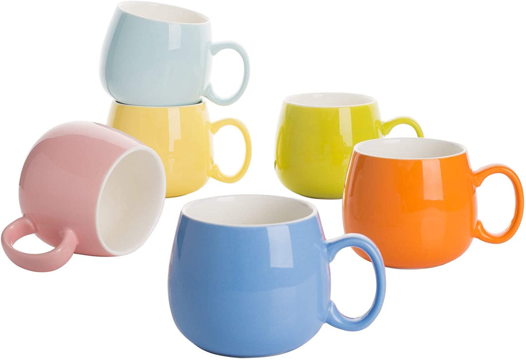 5 Assorted Colors Porcelain Coffee Mugs Service 6 Color