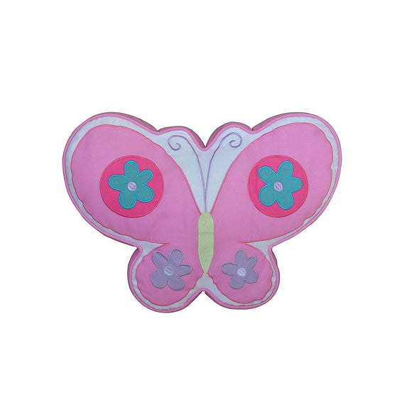 15 X 18 Inch Kids Pink Blue Butterfly Throw Pillow Floral Sofa Cushion Animal Shaped Flowers Printed Decorative Novelty Applique Luxurious - Diamond Home USA