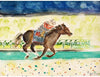 Racing Horse Place Mat Set 4 Color Rectangle Polyester