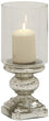 MISC Joyful Stream Glass Candle Holder Hurricane Clear Silver Farmhouse
