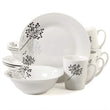Unknown1 Floral Touch 12 Piece Dinnerware Set White Casual Round Stoneware Microwave Safe
