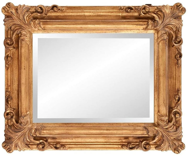 Rustic Gold Wall Mirror Classic Traditional Beveled Glass Includes Hardware