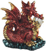 Unknown1 4 75" h Red/Orange Volcano Dragon Holds Egg Statue Fantasy Decoration Figurine Red Polyresin
