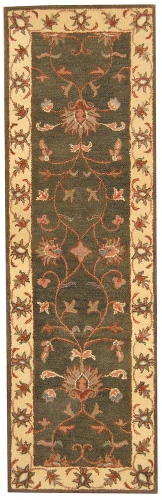 Handmade Wool Runner (India) 2'6 X 8'3 Orange Oriental