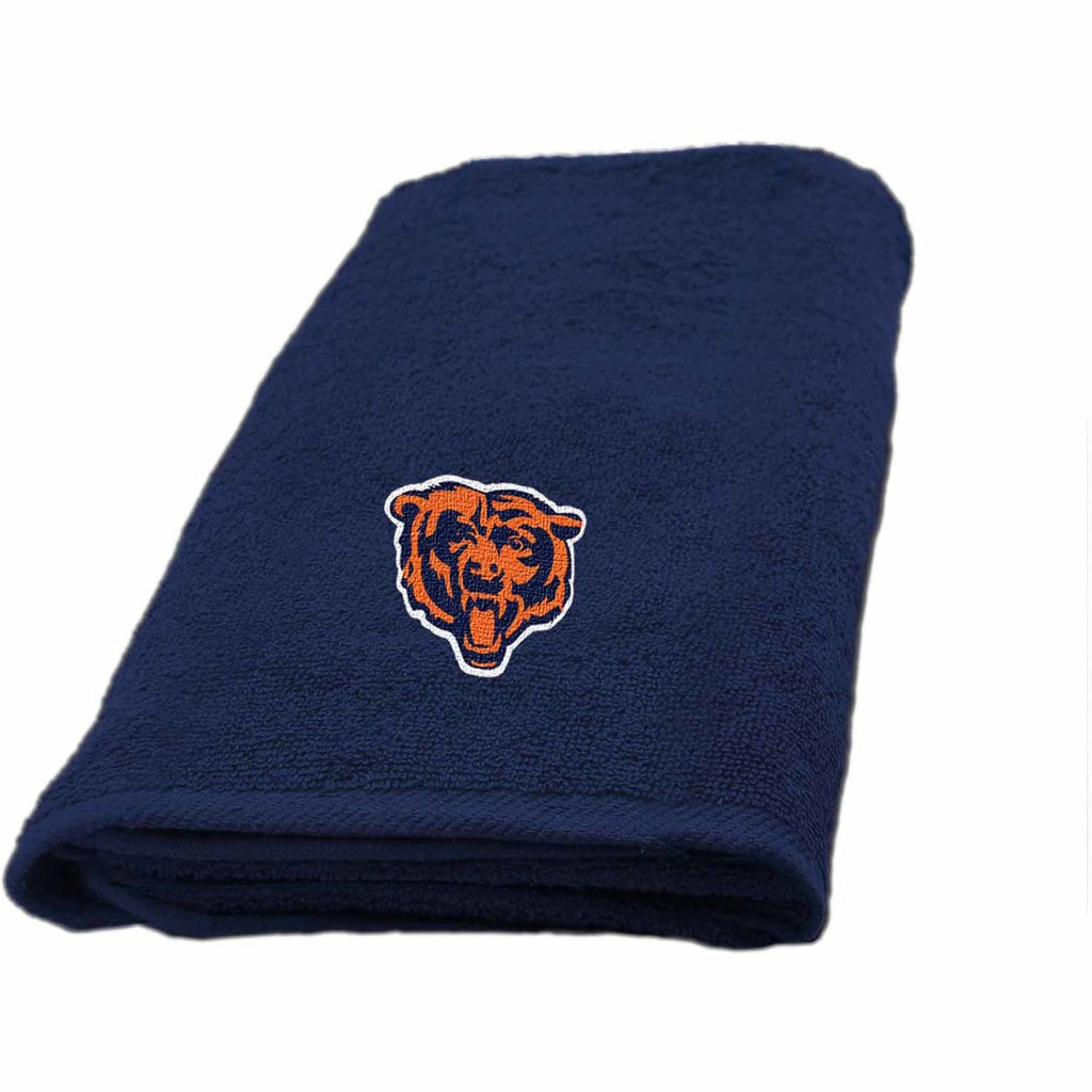 NFL Bears Hand Towel 26 X 15 Inches Football Themed Applique Sports Patterned Team Logo Fan Merchandise Athletic Spirit White Burnt Orange Navy Blue - Diamond Home USA