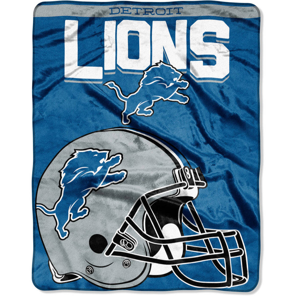 Nfl Lions Throw Blanket 55 X 70 Inches Football Themed Bedding Sports Patterned Team Logo Fan Merchandise Athletic Team Spirit Fan Blue Silver Black