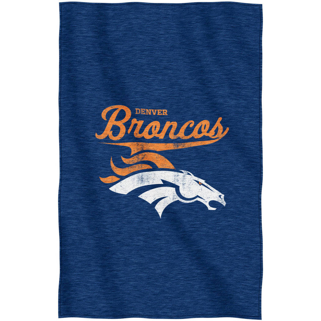 NFL Broncos Throw Blanket 54 X 84 Inches Football Themed Bedding Sports Patterned Team Logo Fan Merchandise Athletic Team Spirit Fan Blue Orange Grey