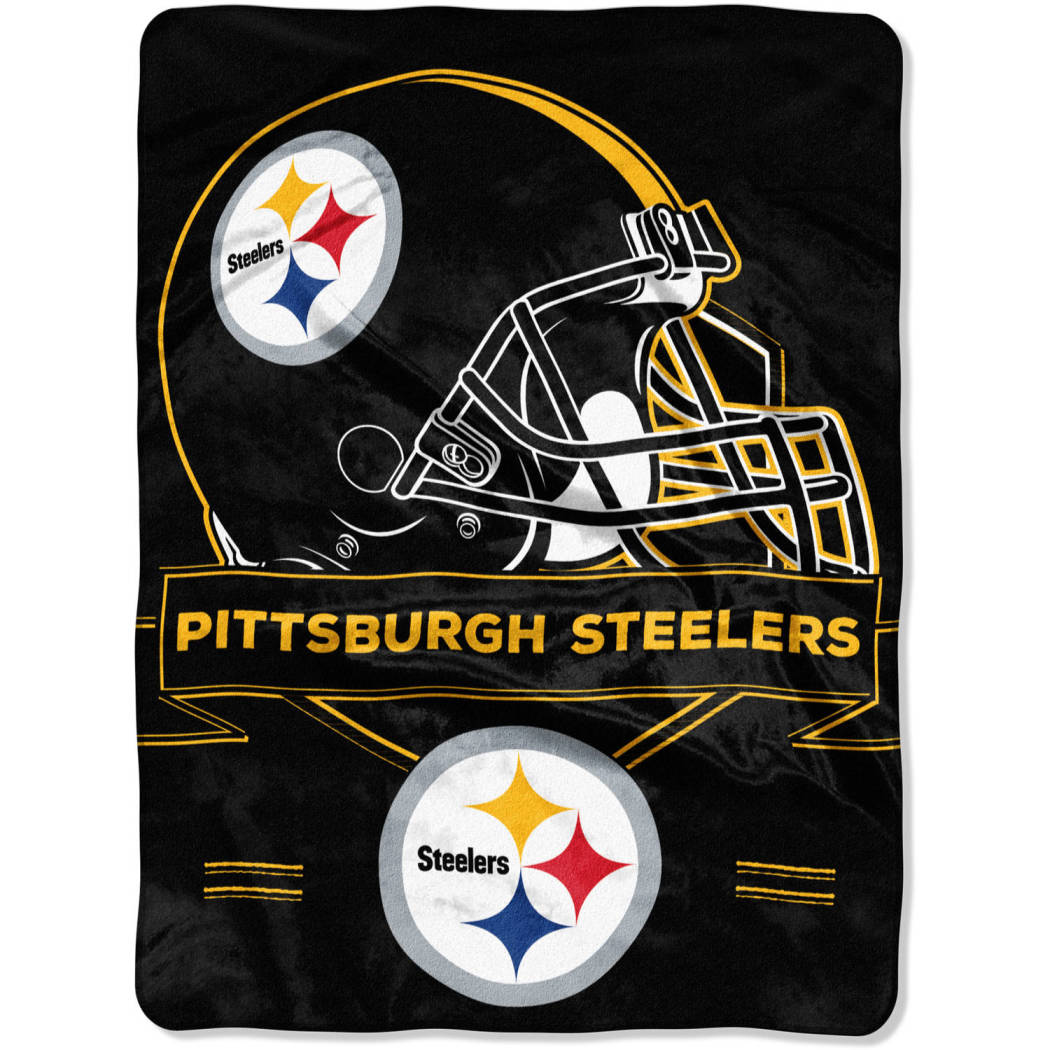NFL Steelers Throw Blanket 60 X 80 Inches Football Themed Bedding Sports Patterned Team Logo Fan Merchandise Athletic Team Spirit Fan Black Gold White