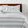 Bold Stripes Comforter Set Horizontal Sporty Lines Elegant Beach Chic Look Bedding Features Hypoallergenic Eco Friendly