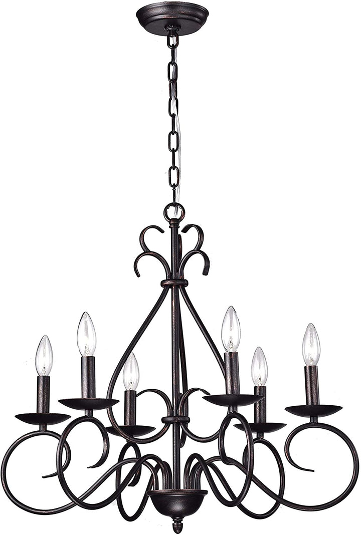 6 Light Candle Chandelier Traditional Metal Dimmable - Diamond Home USA