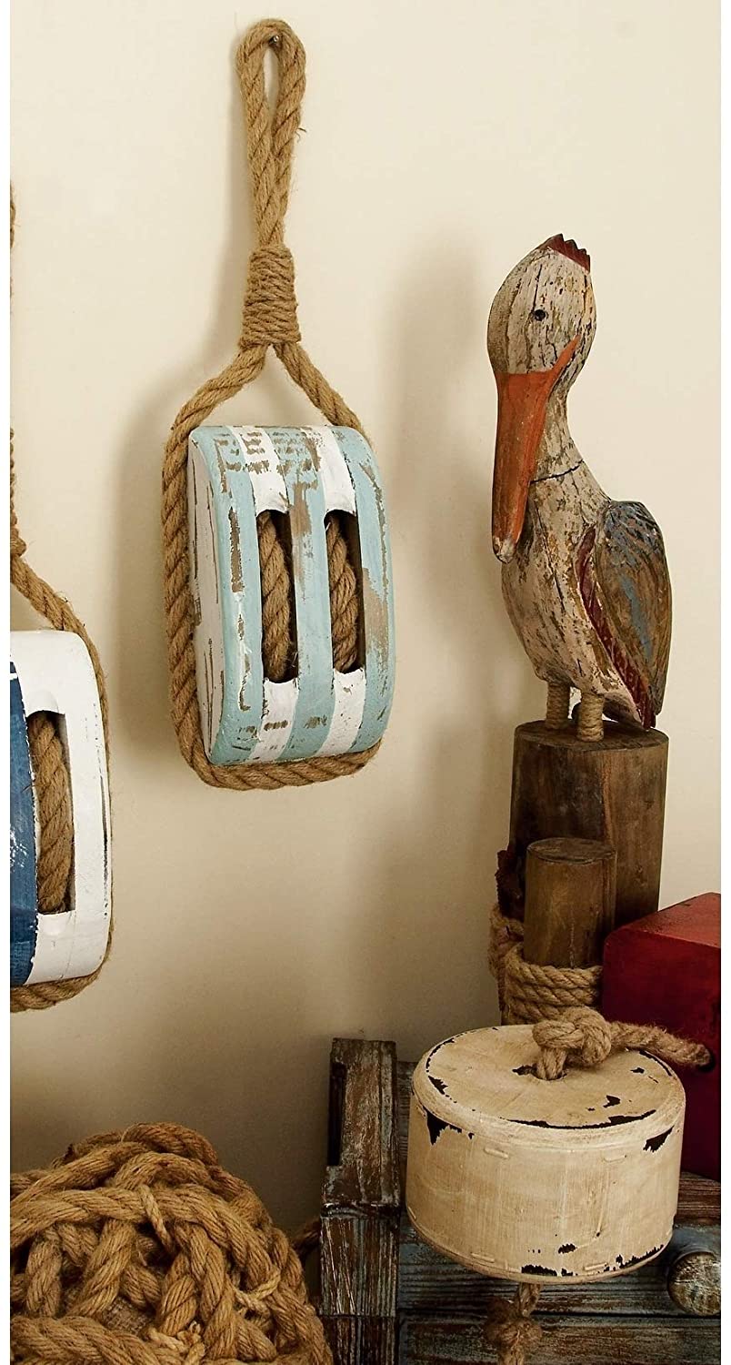 Wood/Rope Decorative Pulley Color Farmhouse Wood Antique