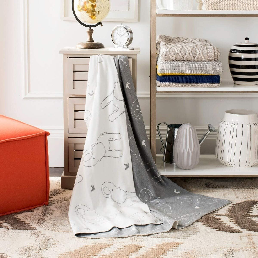 Grey Knit 50 X 60 inch Throw Blanket Animal Modern