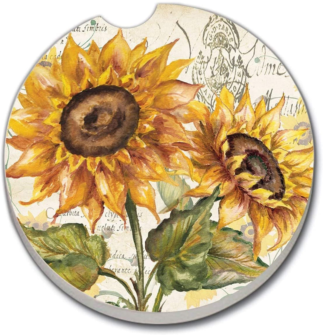 Car Coaster Tuscan Sunflower Set 2 2 5