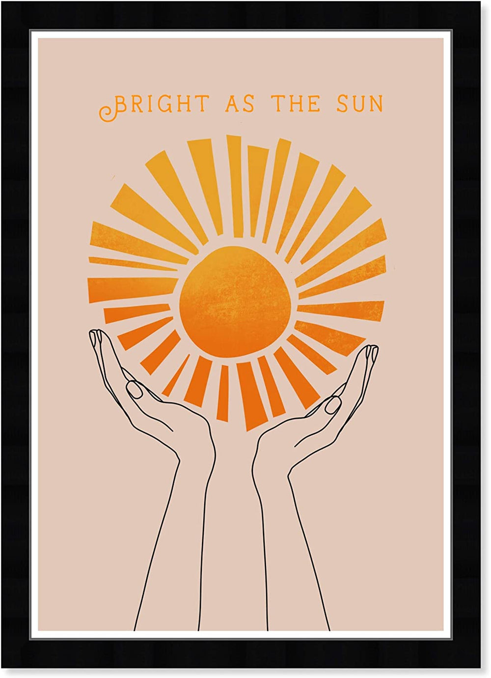 Bright As Sun' Typography Quotes Wall Art Framed Motivational Sayings Orange Brown Bohemian Eclectic Modern Contemporary Rectangle - Diamond Home USA