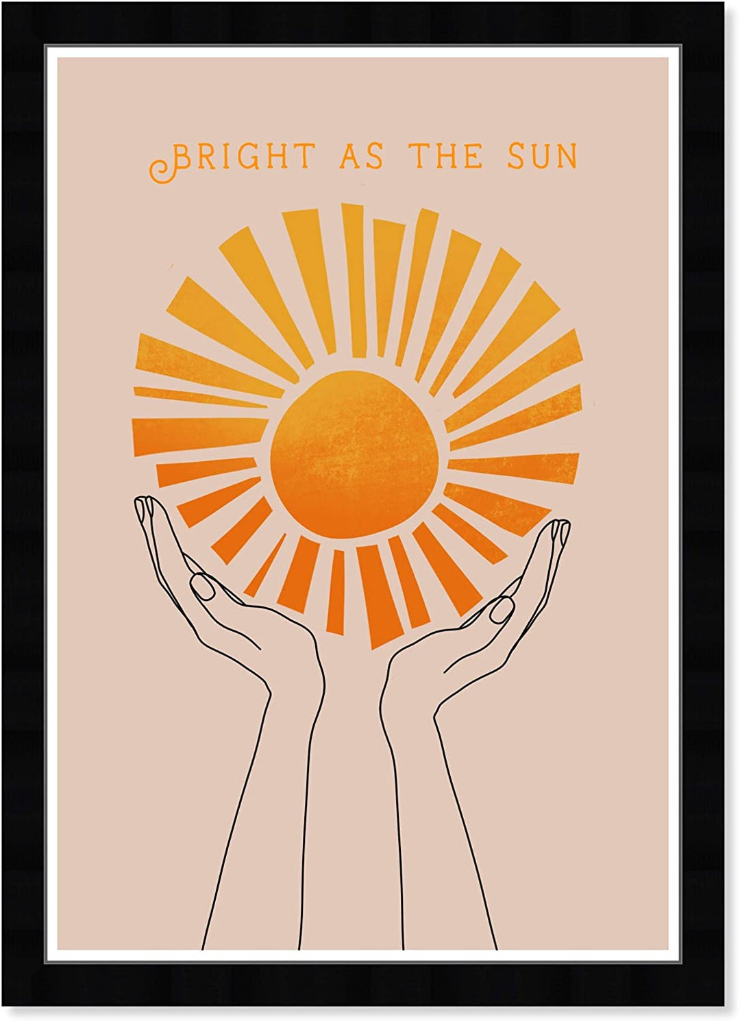 Bright As Sun' Typography Quotes Wall Art Framed Motivational Sayings Orange Brown Bohemian Eclectic Modern Contemporary Rectangle - Diamond Home USA