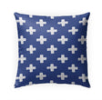Swiss Cross Indigo Indoor|Outdoor Pillow by Greener 18x18 Blue Geometric Modern Contemporary Polyester Removable Cover