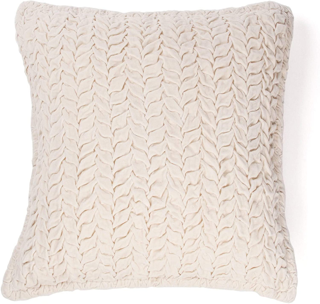 Ivory Cotton Velvet Decorative Throw Pillow Off White