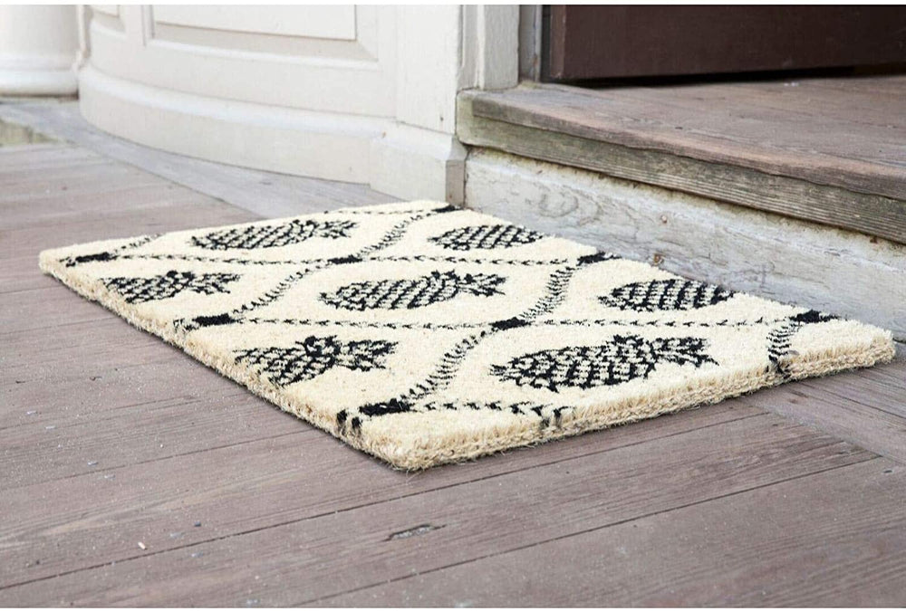 Pineapple Trellis Handwoven Coconut Fiber Doormat Color Modern Contemporary Rectangle Coir