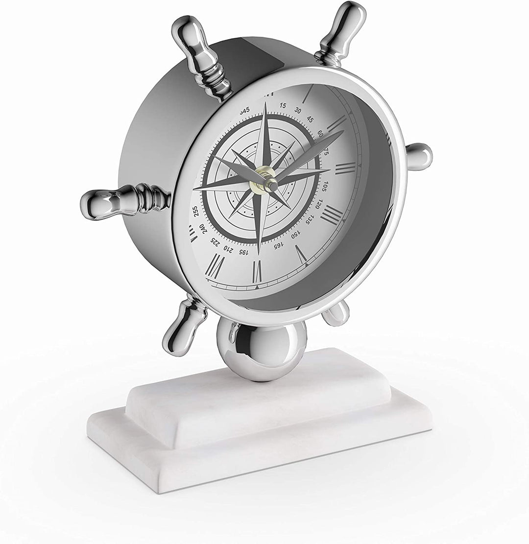 Stainless Steel Marble Table Clock (9'' X 8'')