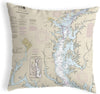 Rock Hall Md Va Nautical Map Noncorded Pillow 12x12 Color Graphic Coastal Polyester